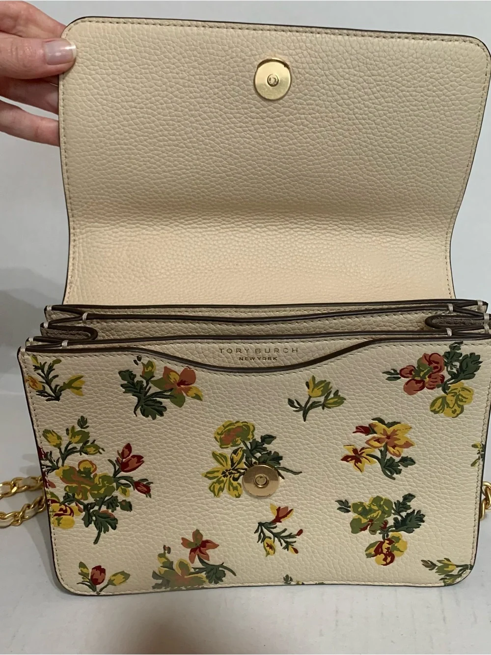 Tory Burch Kira Cream/Floral Multicolor leather Purse